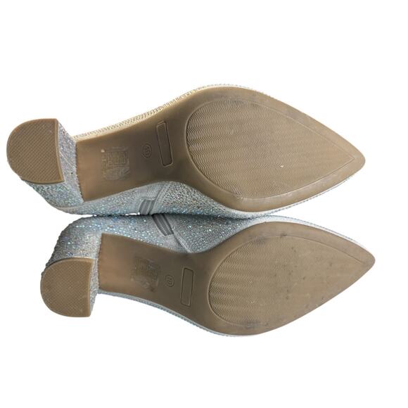 Silver Rhinestone Ankle Boots Sz 10 Cyber Bold Glam Maximalist Sparkle Y2K Party - Picture 10 of 11